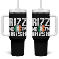 Funny Rizz Me I'm Irish Tumbler With Handle St Patrick's Day Vintage Ireland Flag