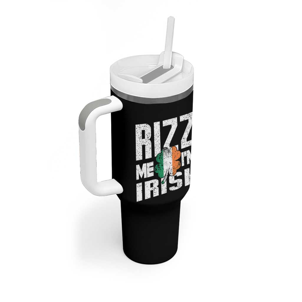 Funny Rizz Me I'm Irish Tumbler With Handle St Patrick's Day Vintage Ireland Flag