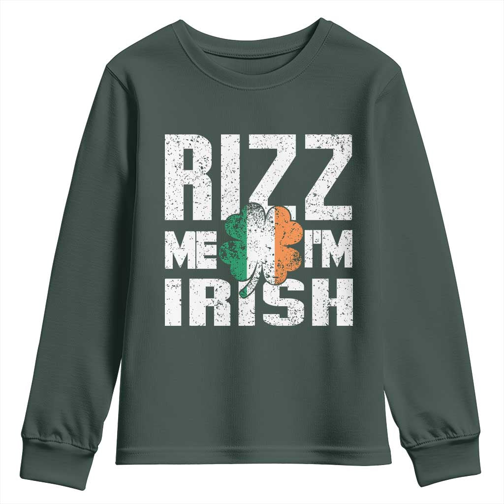 Funny Rizz Me I'm Irish Youth Sweatshirt St Patrick's Day Vintage Ireland Flag
