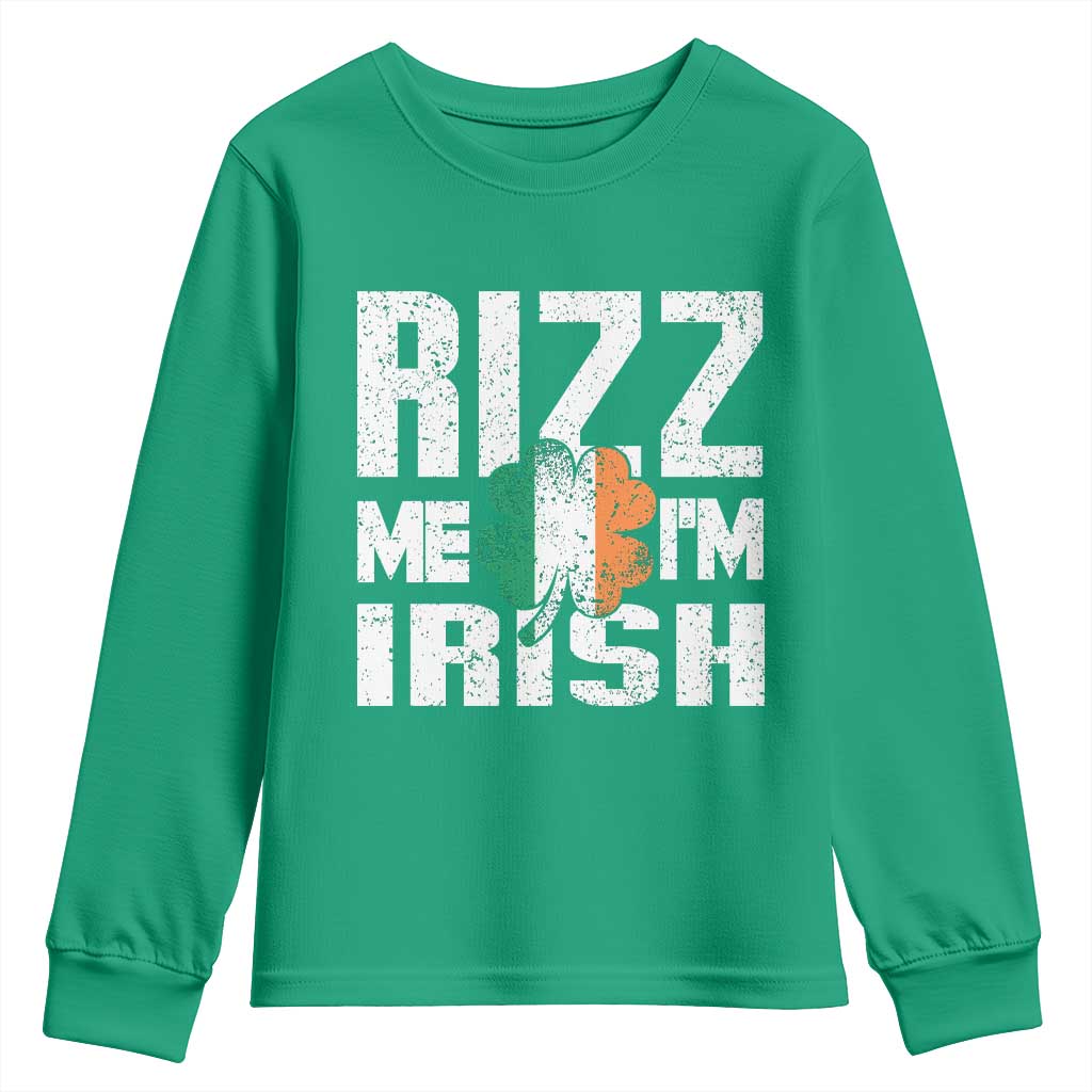 Funny Rizz Me I'm Irish Youth Sweatshirt St Patrick's Day Vintage Ireland Flag