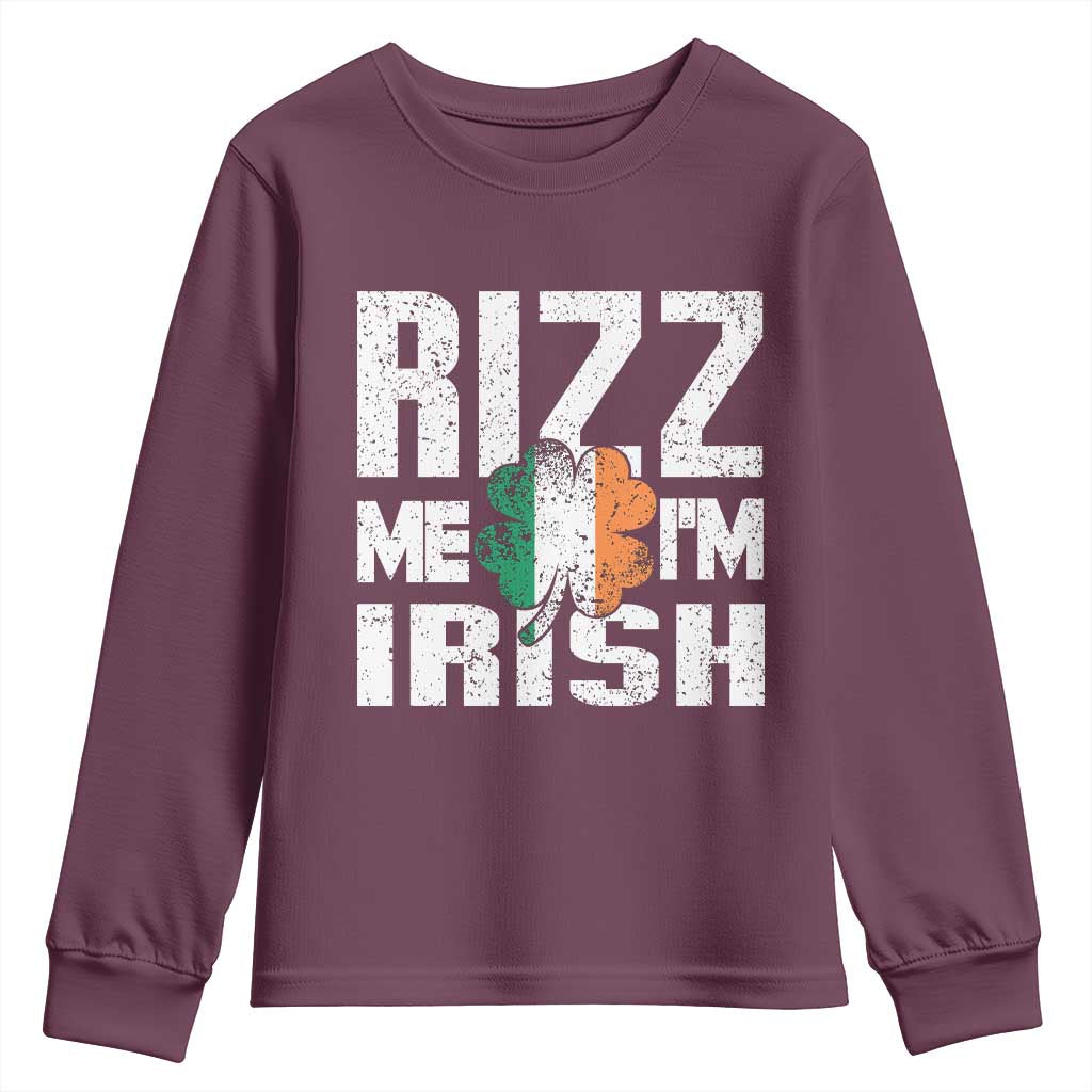 Funny Rizz Me I'm Irish Youth Sweatshirt St Patrick's Day Vintage Ireland Flag