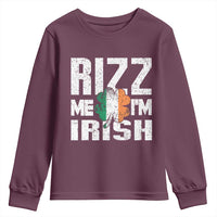 Funny Rizz Me I'm Irish Youth Sweatshirt St Patrick's Day Vintage Ireland Flag