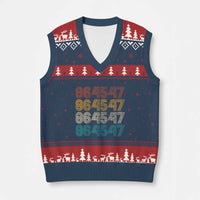 Funny Vintage 80s Style 86 45 47 Retro Stripes V-Neck Knit Sweater Vest - Wonder Print Shop