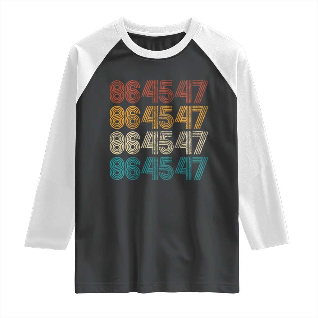 Funny Vintage 80s Style 86 45 47 Retro Stripes Raglan Shirt