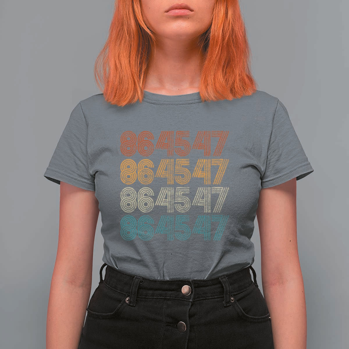 Funny Vintage 80s Style 86 45 47 Retro Stripes T Shirt For Women