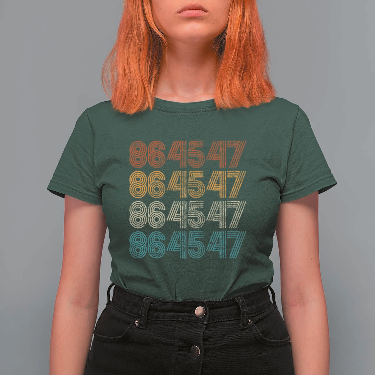 Funny Vintage 80s Style 86 45 47 Retro Stripes T Shirt For Women