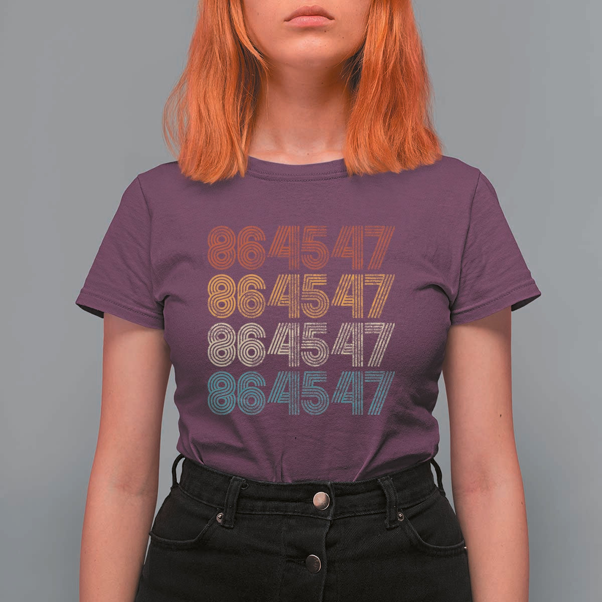 Funny Vintage 80s Style 86 45 47 Retro Stripes T Shirt For Women