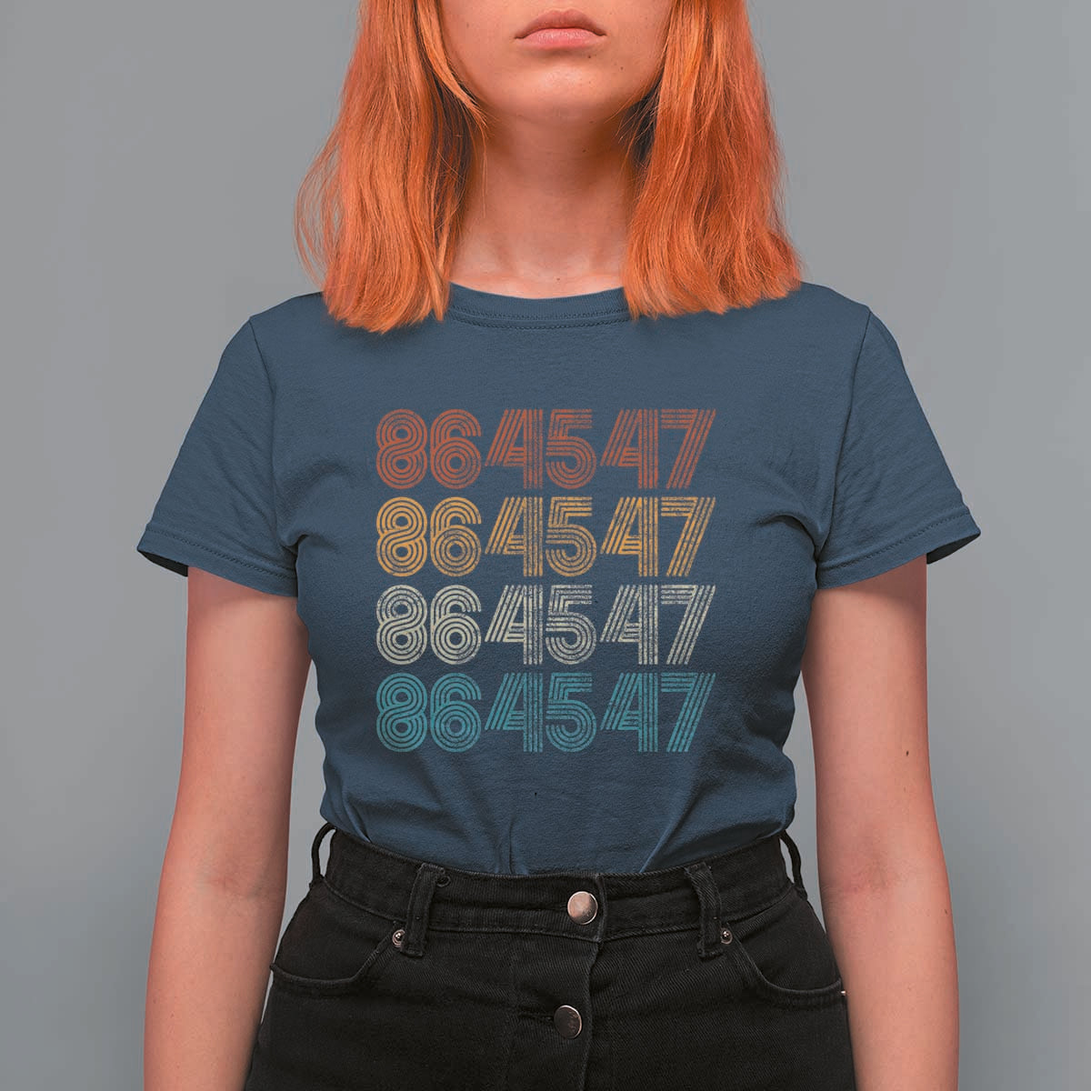 Funny Vintage 80s Style 86 45 47 Retro Stripes T Shirt For Women