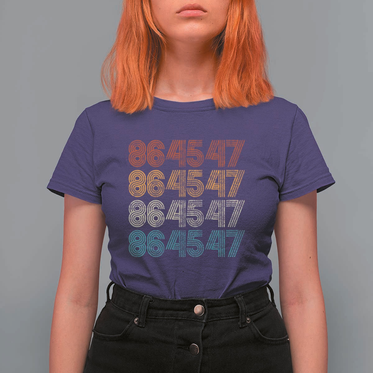Funny Vintage 80s Style 86 45 47 Retro Stripes T Shirt For Women