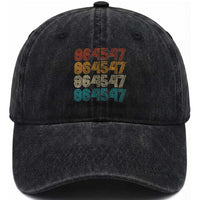 Funny Vintage 80s Style 86 45 47 Retro Stripes Washed Cotton Baseball Cap