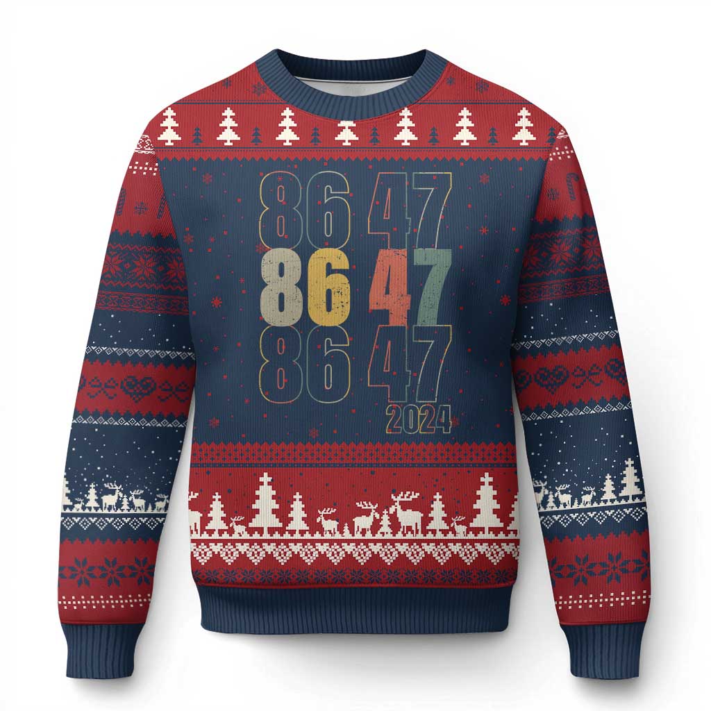 Funny Vintage 80s Style 86 47 2024 Retro Ugly Christmas Sweater - Wonder Print Shop