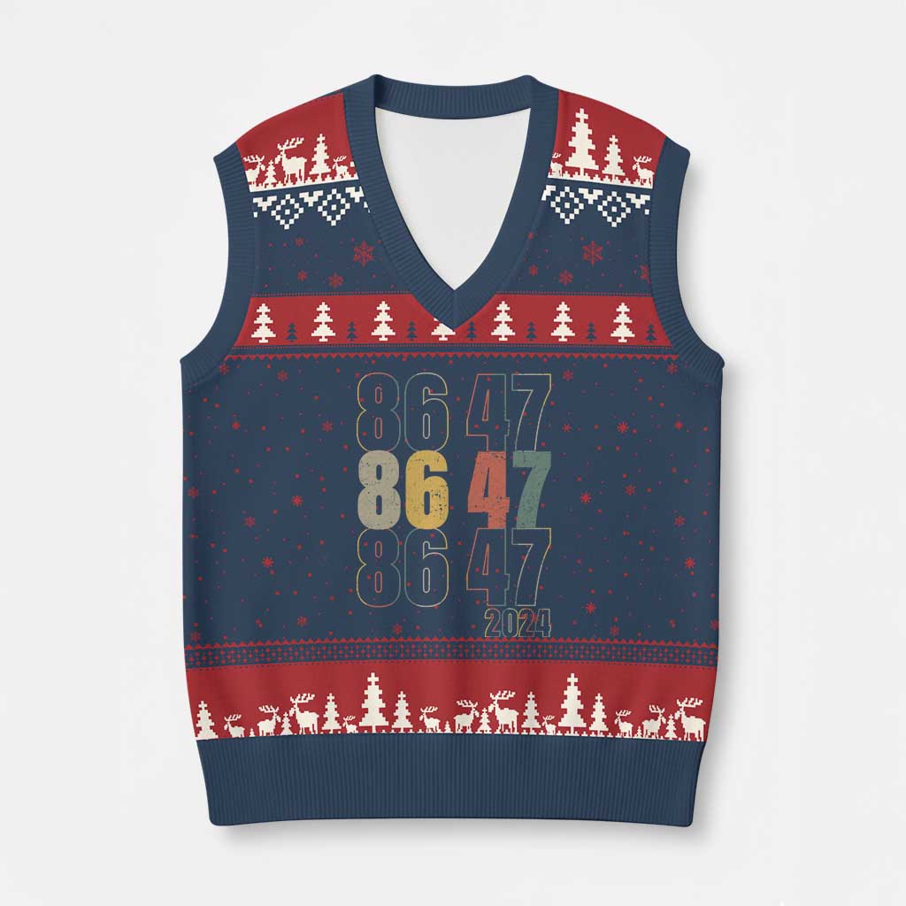 Funny Vintage 80s Style 86 47 2024 Retro V-Neck Knit Sweater Vest - Wonder Print Shop