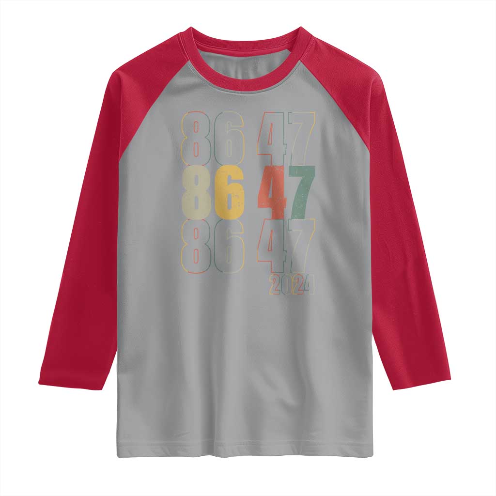 Funny Vintage 80s Style 86 47 2024 Retro Raglan Shirt