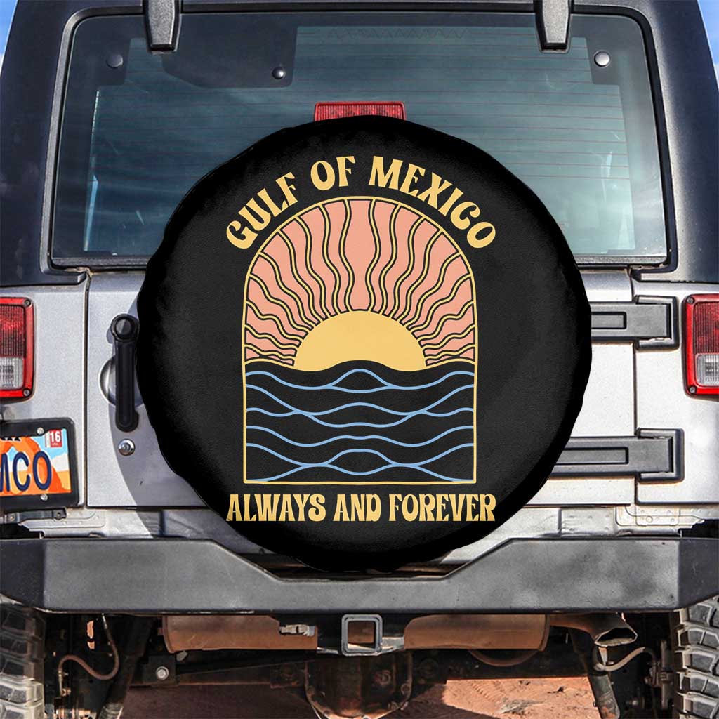 Gulf Of Mexico Always And Forever Spare Tire Cover Retro Beach Sunset