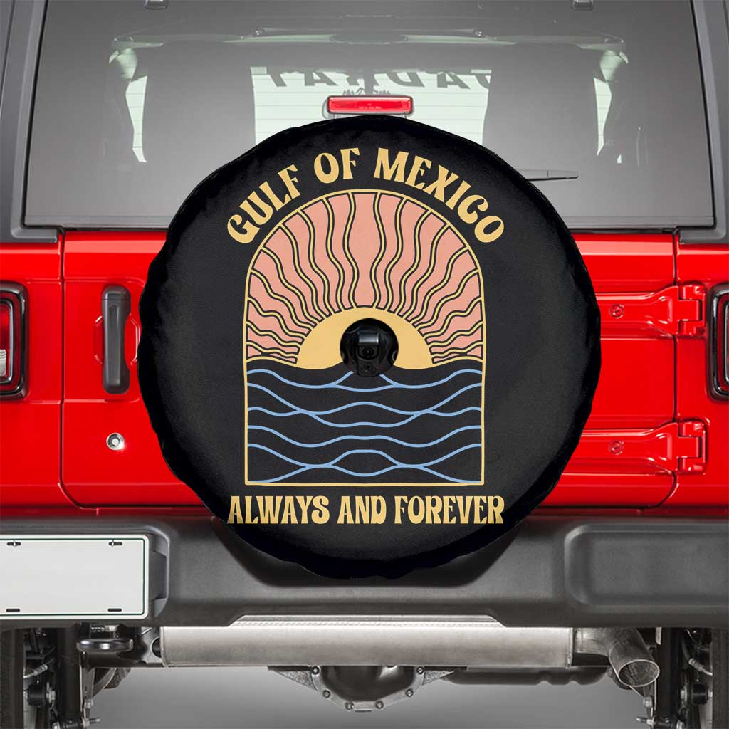 Gulf Of Mexico Always And Forever Spare Tire Cover Retro Beach Sunset