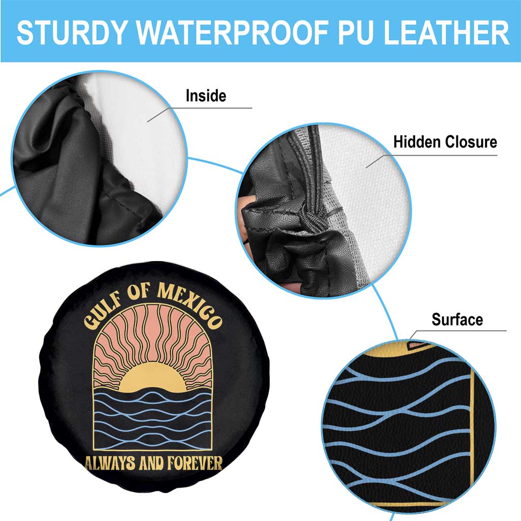 Gulf Of Mexico Always And Forever Spare Tire Cover Retro Beach Sunset