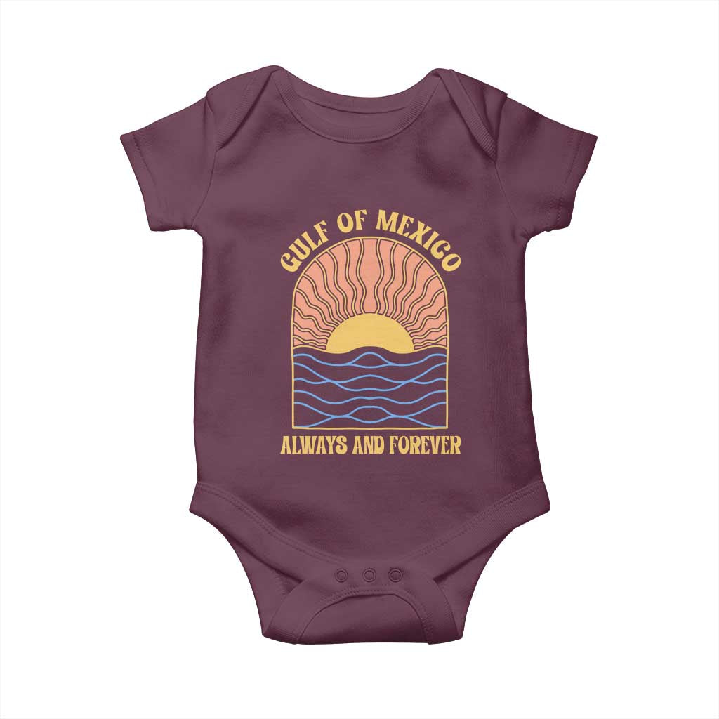 Gulf Of Mexico Always And Forever Baby Onesie Retro Beach Sunset