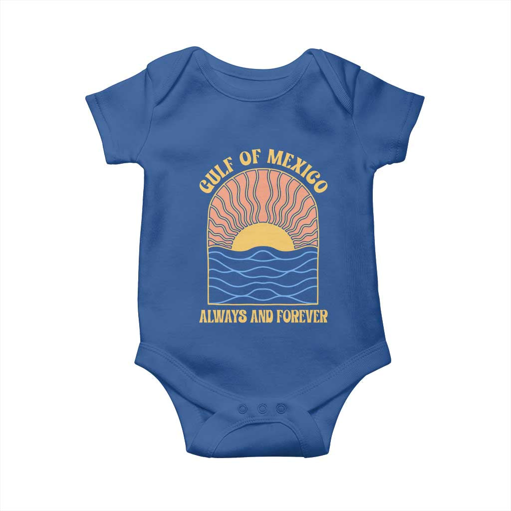 Gulf Of Mexico Always And Forever Baby Onesie Retro Beach Sunset