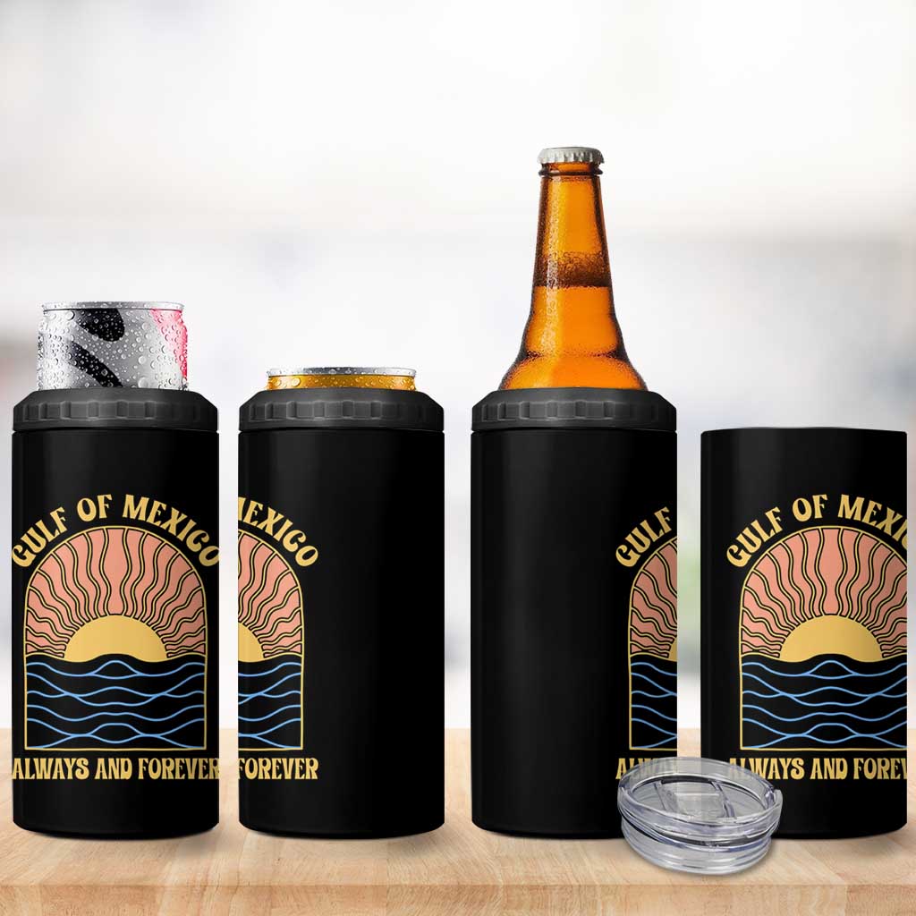 Gulf Of Mexico Always And Forever 4 in 1 Can Cooler Tumbler Retro Beach Sunset