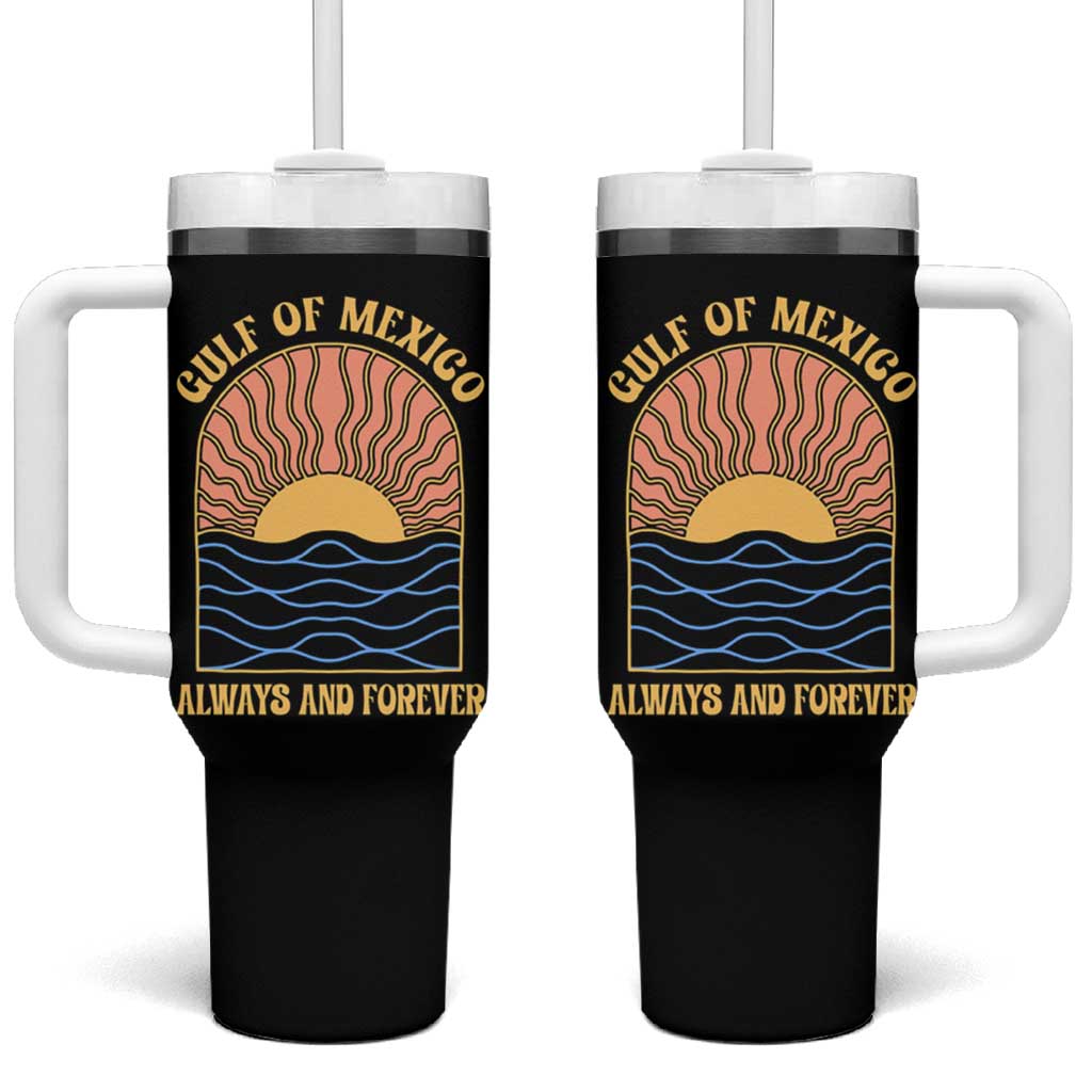 Gulf Of Mexico Always And Forever Tumbler With Handle Retro Beach Sunset