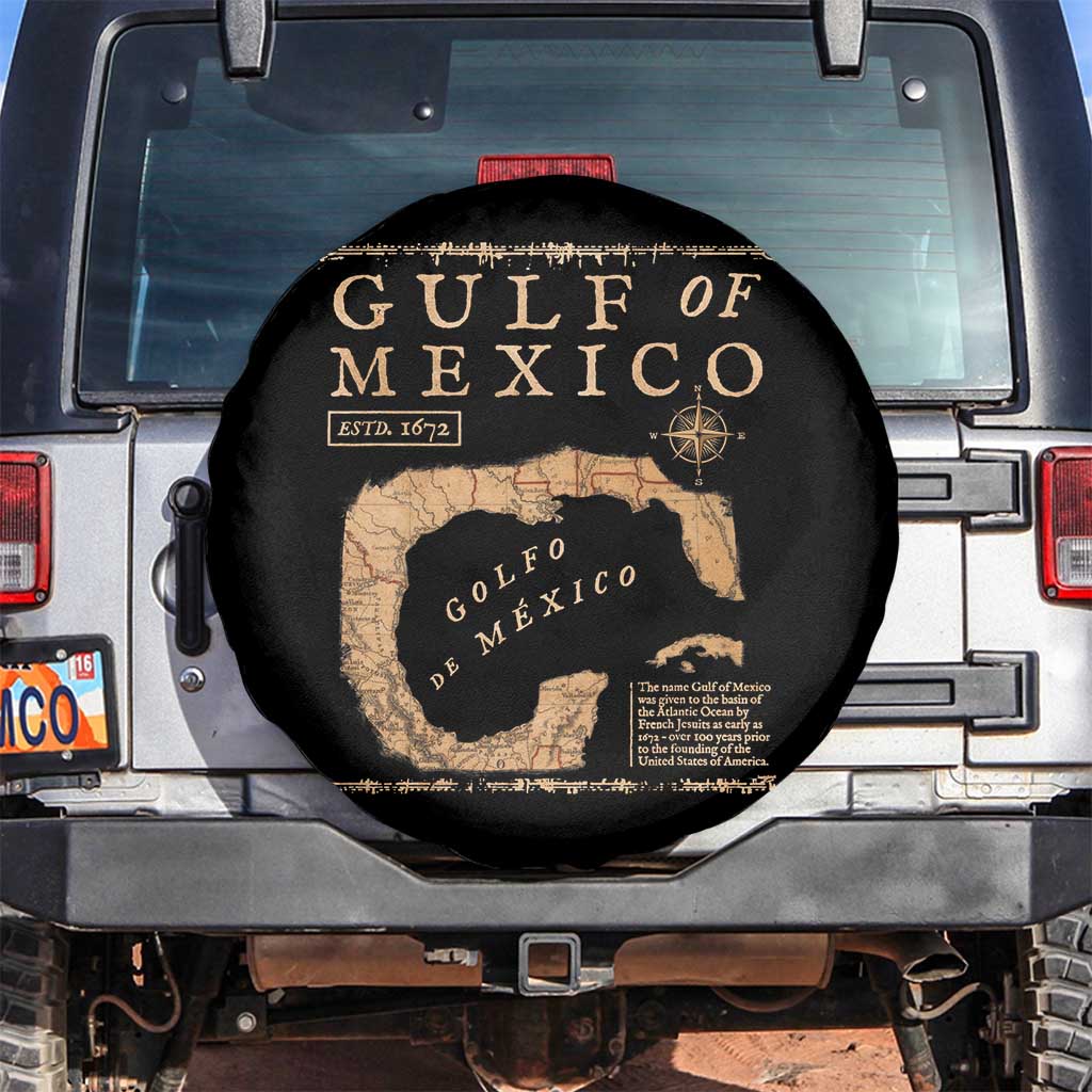 Gulf Of Mexico ESTD 1672 Spare Tire Cover Vintage Map