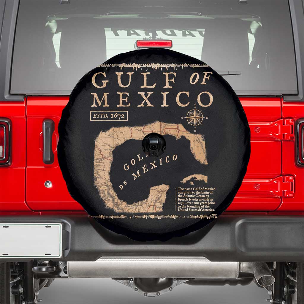 Gulf Of Mexico ESTD 1672 Spare Tire Cover Vintage Map