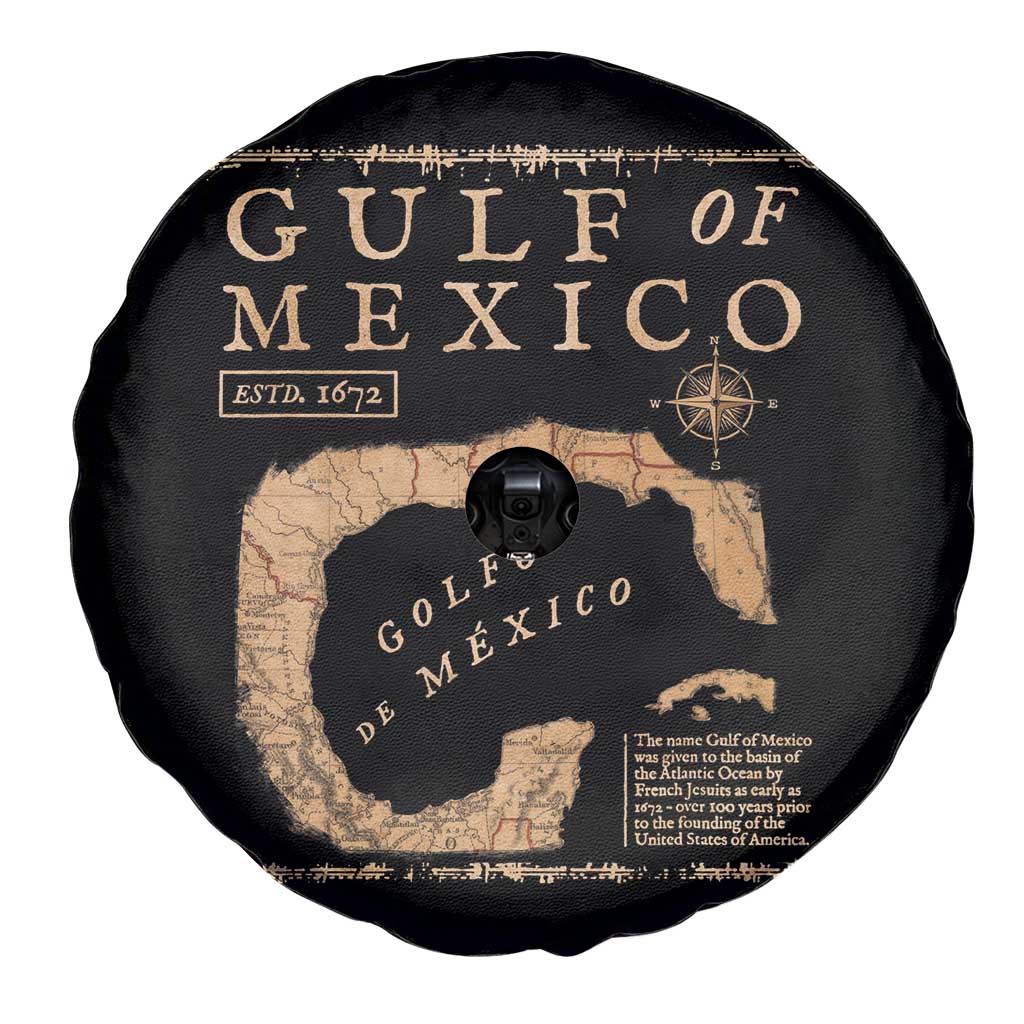 Gulf Of Mexico ESTD 1672 Spare Tire Cover Vintage Map