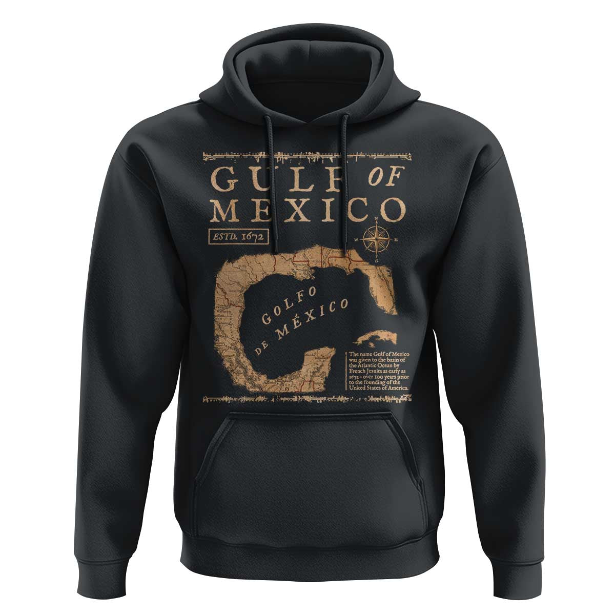 Gulf Of Mexico ESTD 1672 Hoodie Vintage Map