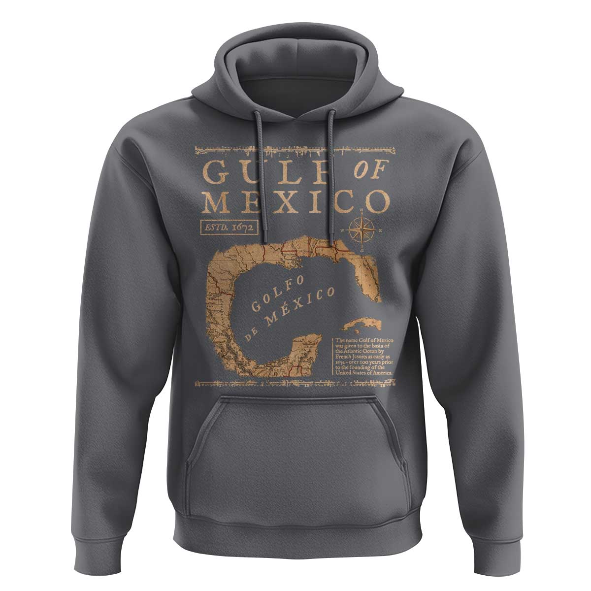Gulf Of Mexico ESTD 1672 Hoodie Vintage Map