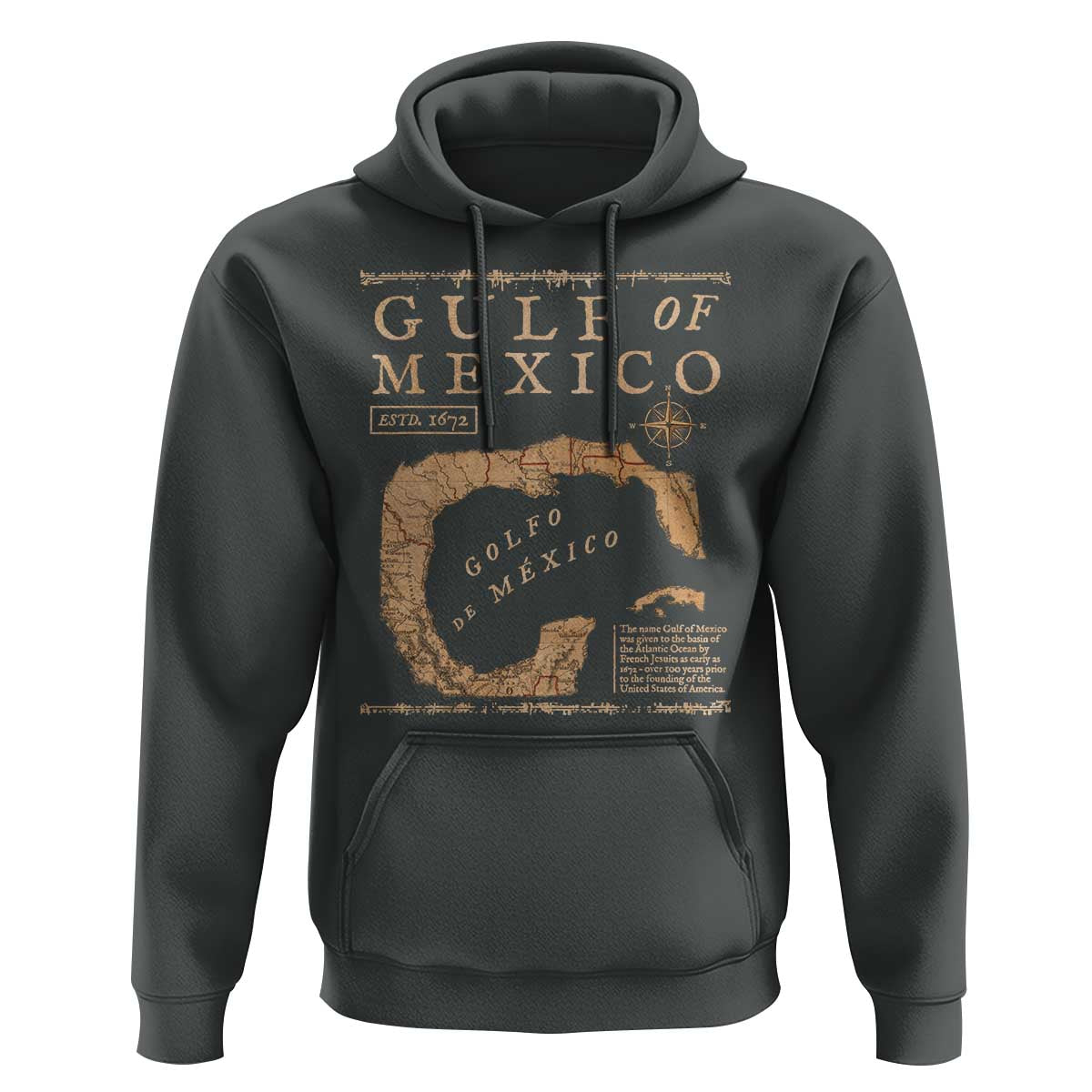 Gulf Of Mexico ESTD 1672 Hoodie Vintage Map