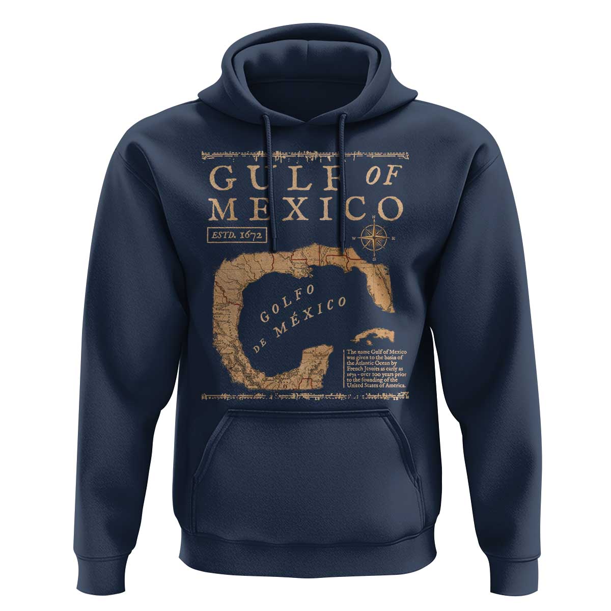 Gulf Of Mexico ESTD 1672 Hoodie Vintage Map