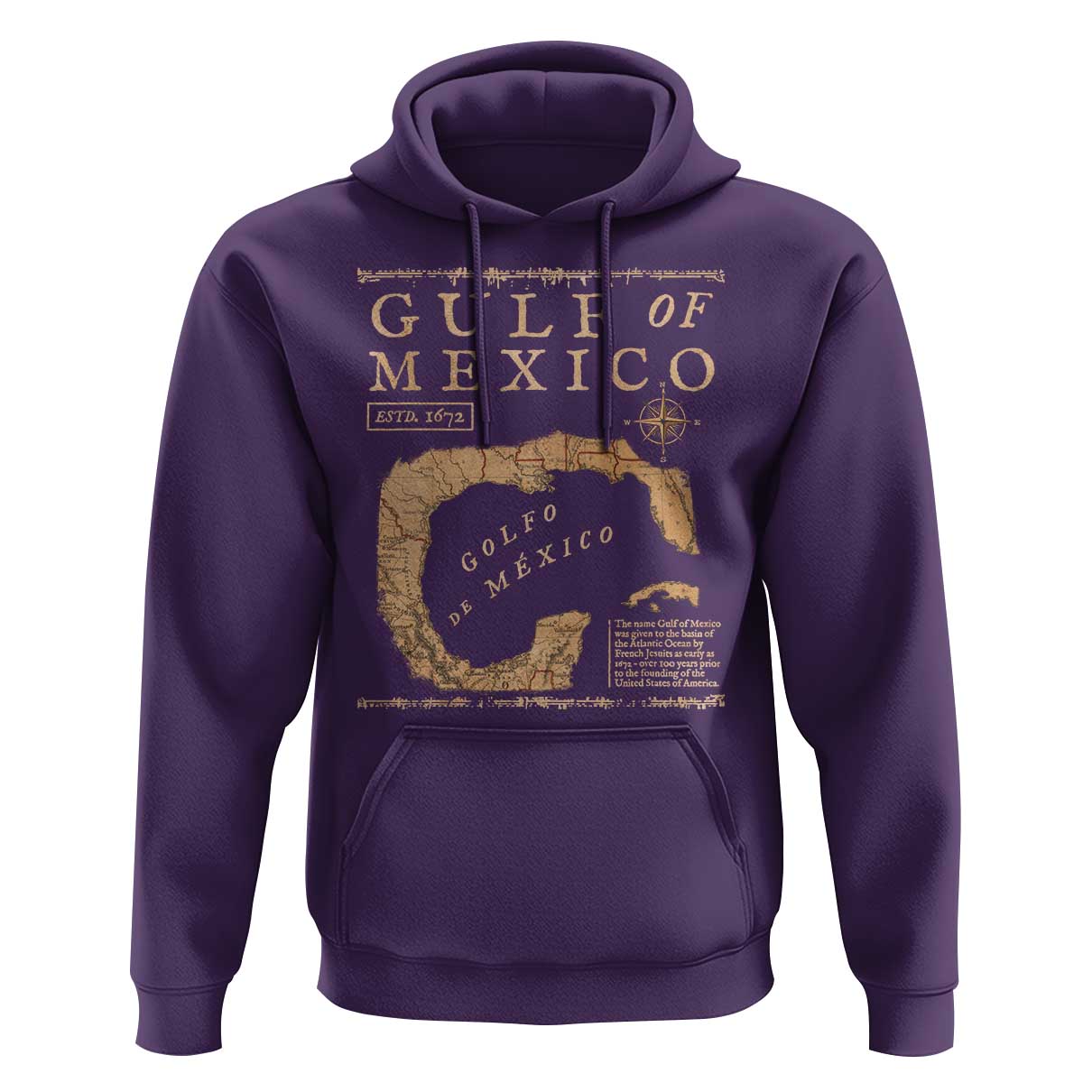 Gulf Of Mexico ESTD 1672 Hoodie Vintage Map