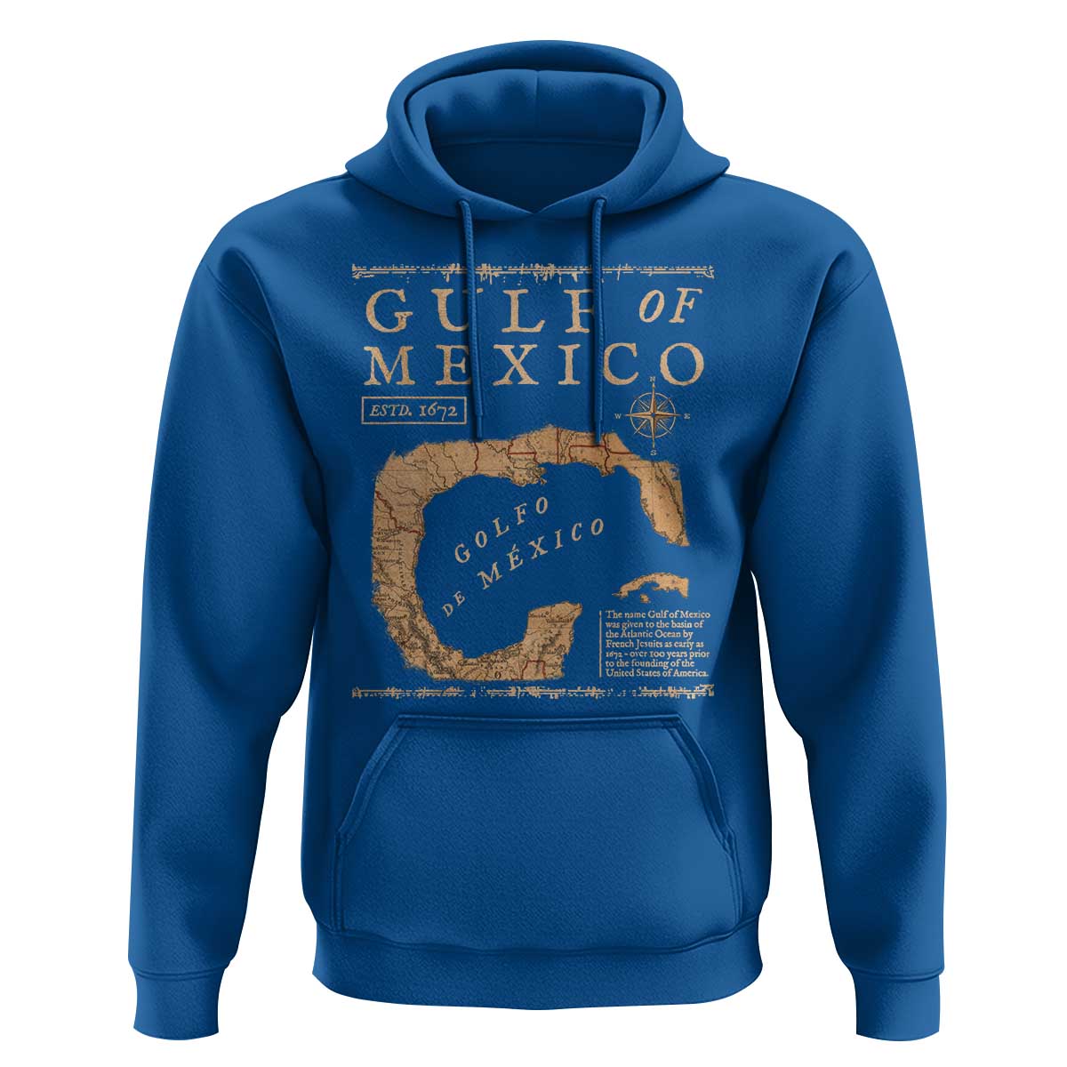 Gulf Of Mexico ESTD 1672 Hoodie Vintage Map