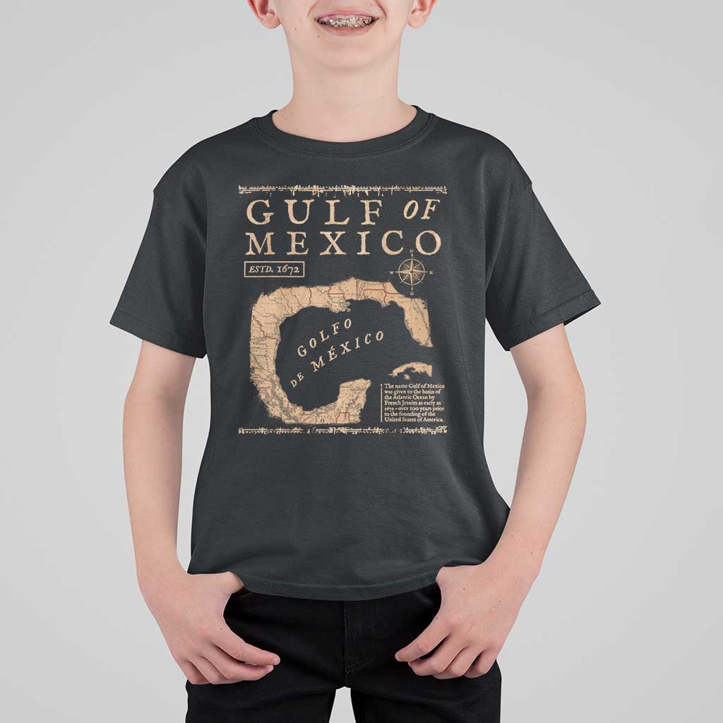 Gulf Of Mexico ESTD 1672 T Shirt For Kid Vintage Map