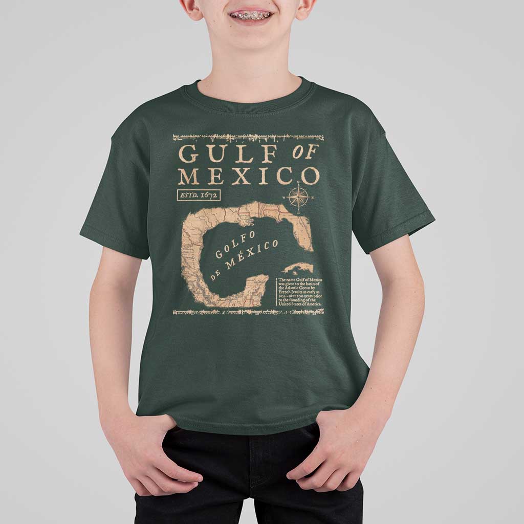Gulf Of Mexico ESTD 1672 T Shirt For Kid Vintage Map