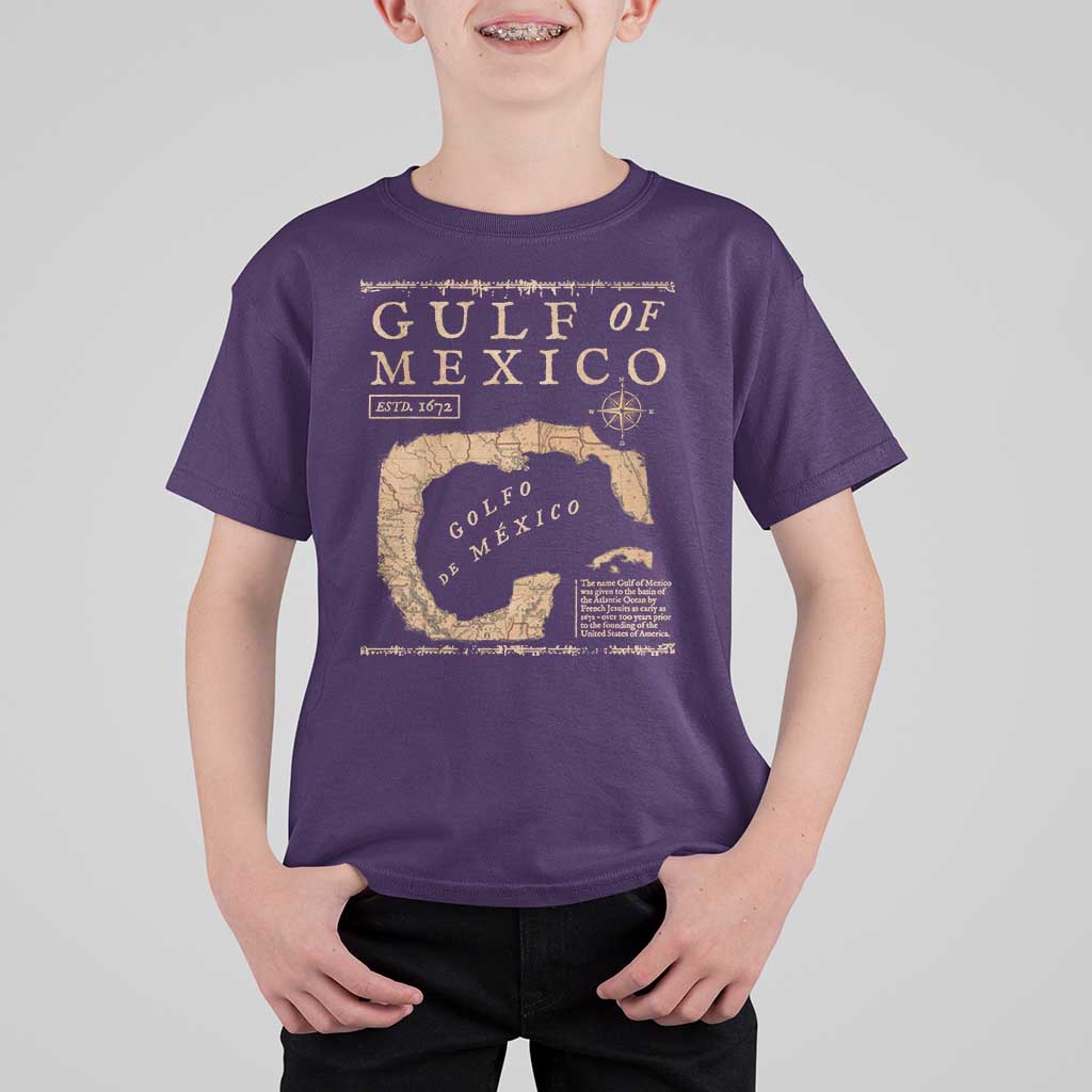 Gulf Of Mexico ESTD 1672 T Shirt For Kid Vintage Map