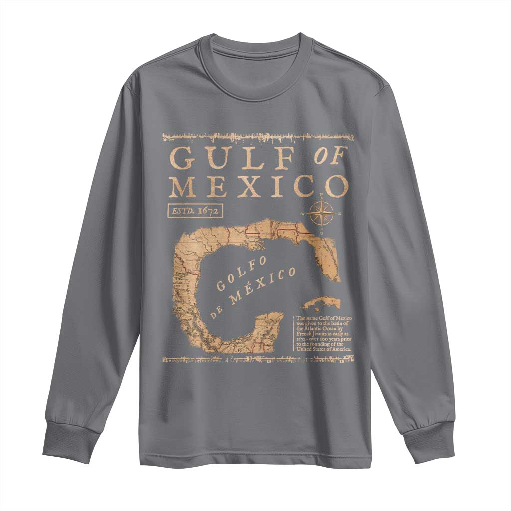 Gulf Of Mexico ESTD 1672 Long Sleeve Shirt Vintage Map