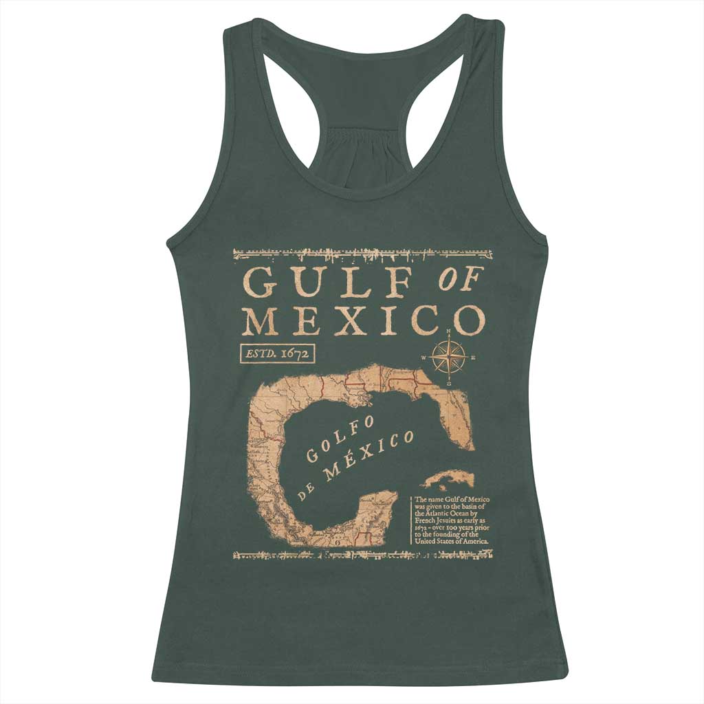 Gulf Of Mexico ESTD 1672 Racerback Tank Top Vintage Map