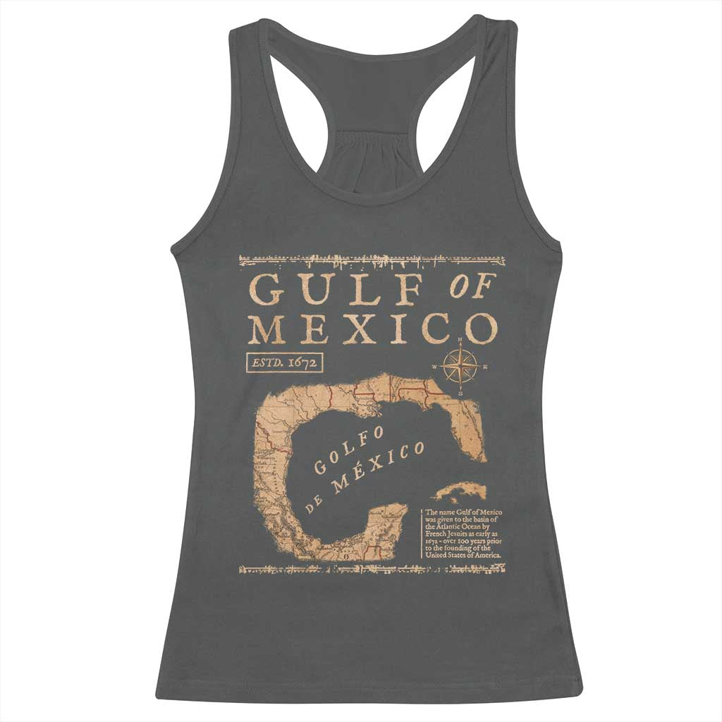 Gulf Of Mexico ESTD 1672 Racerback Tank Top Vintage Map