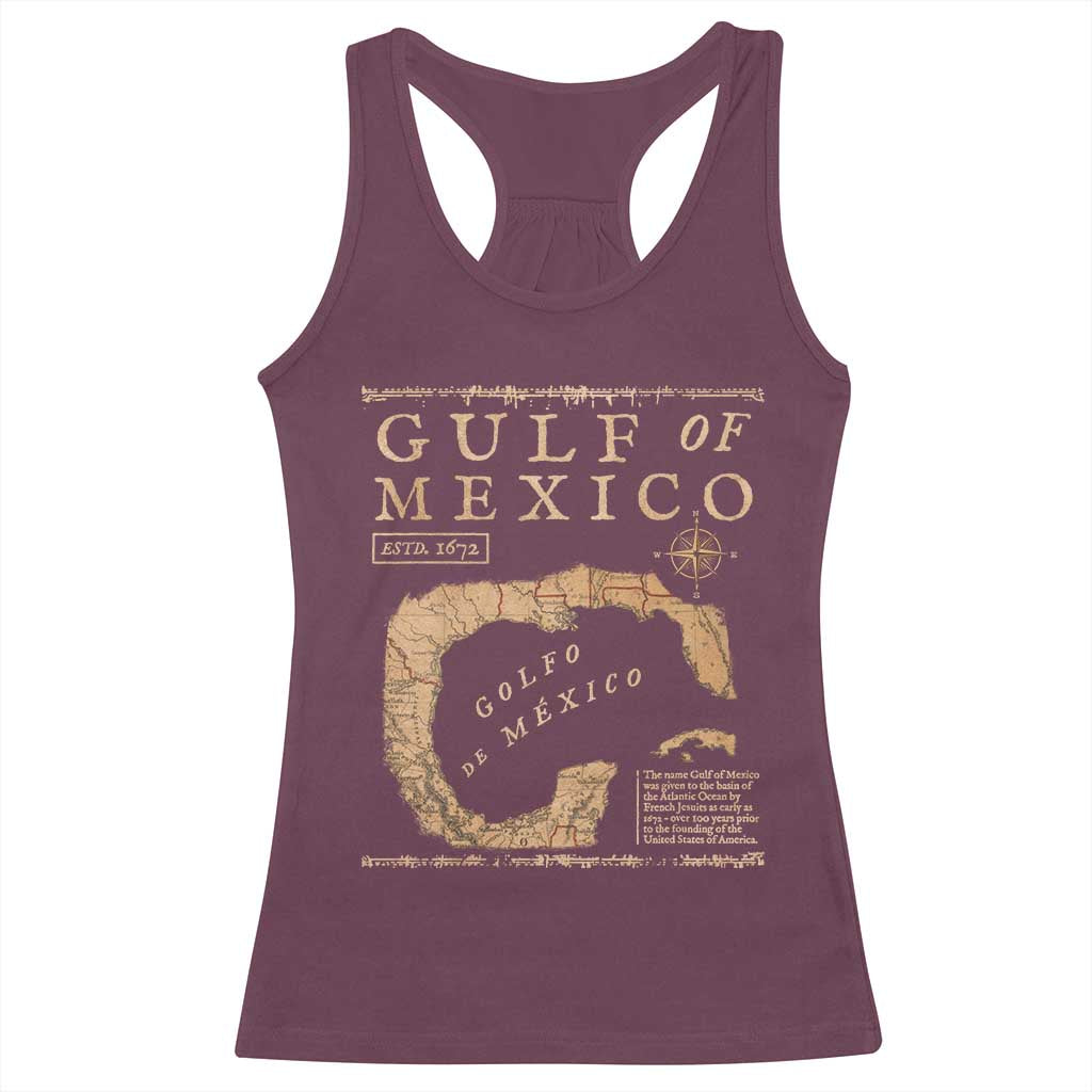 Gulf Of Mexico ESTD 1672 Racerback Tank Top Vintage Map