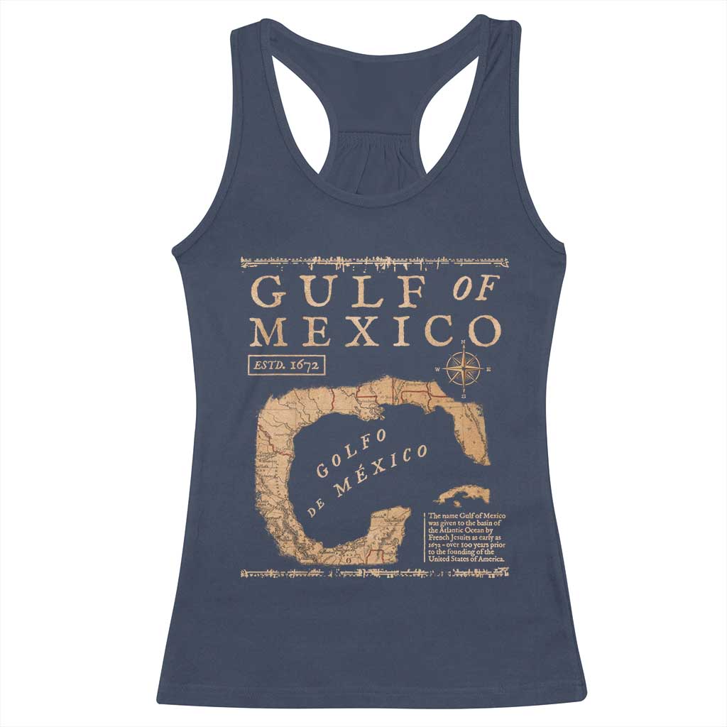 Gulf Of Mexico ESTD 1672 Racerback Tank Top Vintage Map