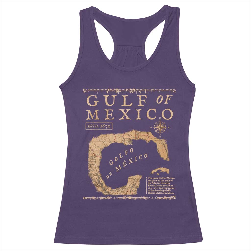 Gulf Of Mexico ESTD 1672 Racerback Tank Top Vintage Map