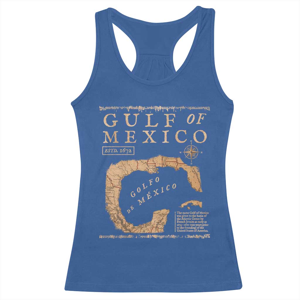 Gulf Of Mexico ESTD 1672 Racerback Tank Top Vintage Map