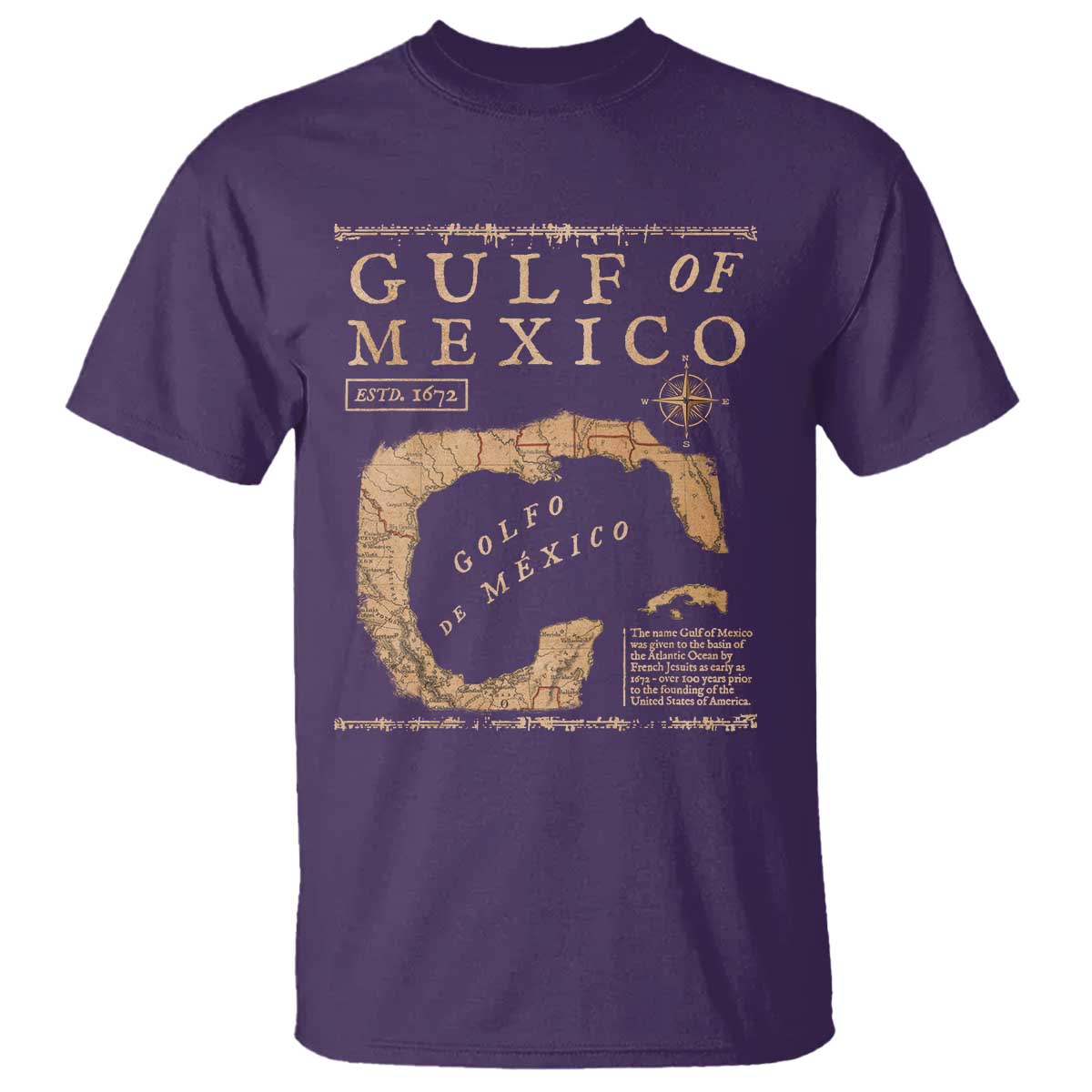 Gulf Of Mexico ESTD 1672 T Shirt Vintage Map