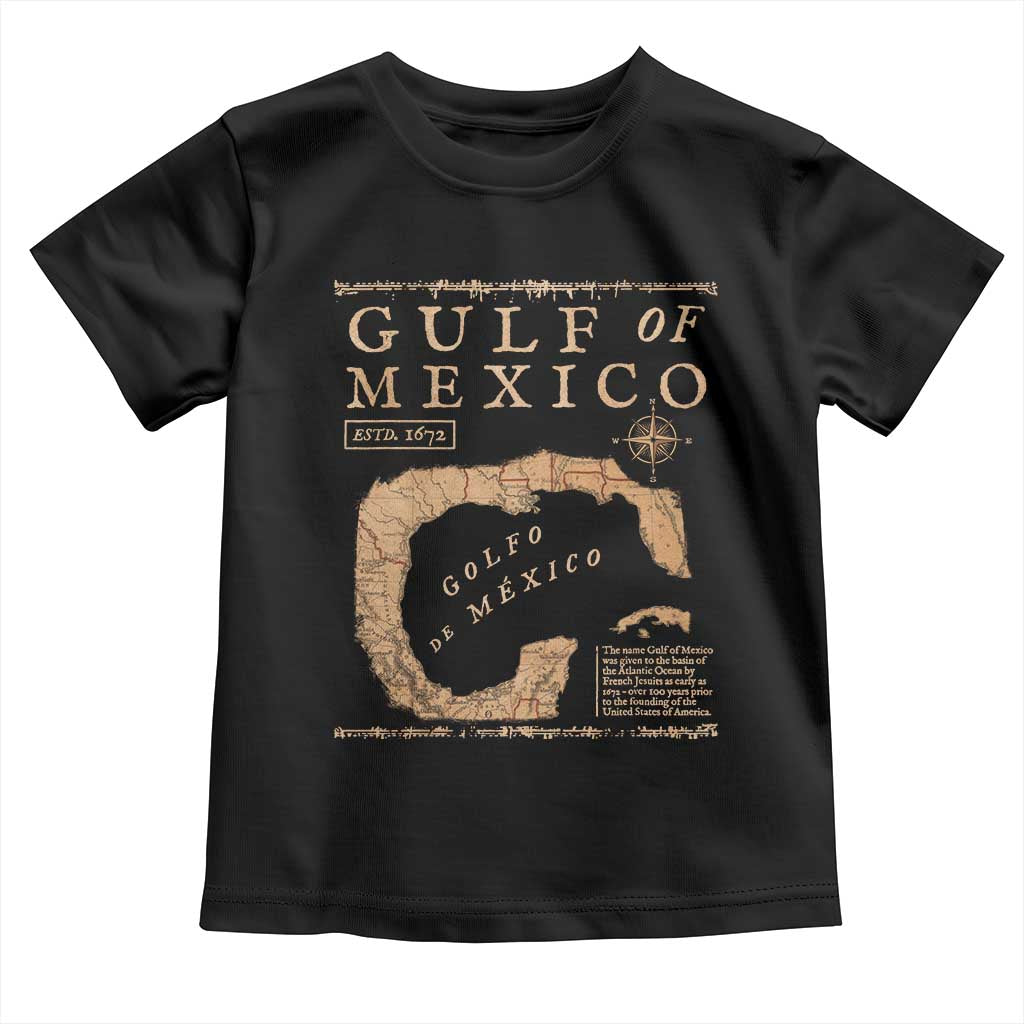 Gulf Of Mexico ESTD 1672 Toddler T Shirt Vintage Map