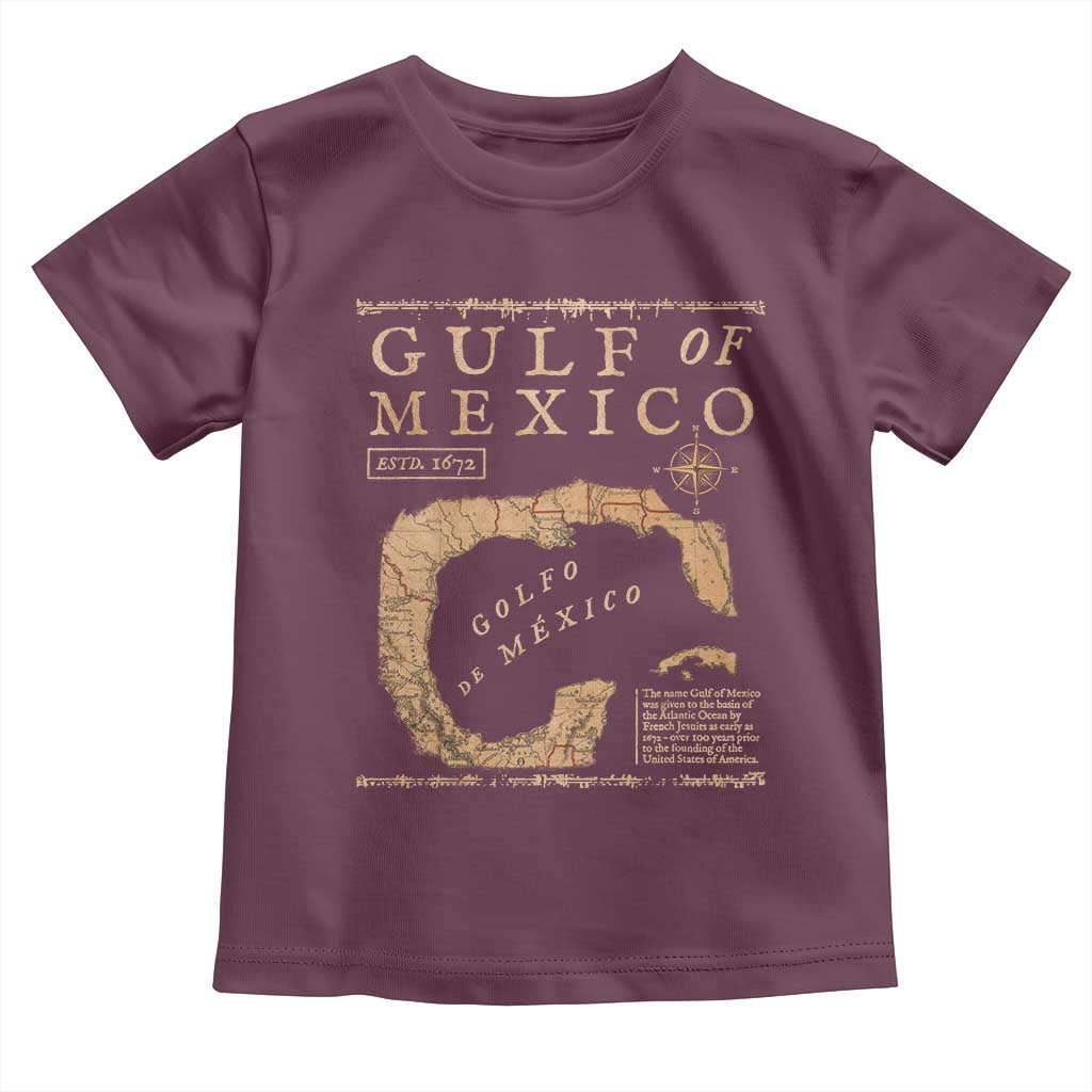 Gulf Of Mexico ESTD 1672 Toddler T Shirt Vintage Map