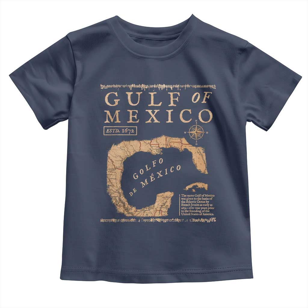 Gulf Of Mexico ESTD 1672 Toddler T Shirt Vintage Map