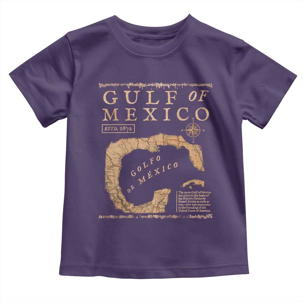 Gulf Of Mexico ESTD 1672 Toddler T Shirt Vintage Map