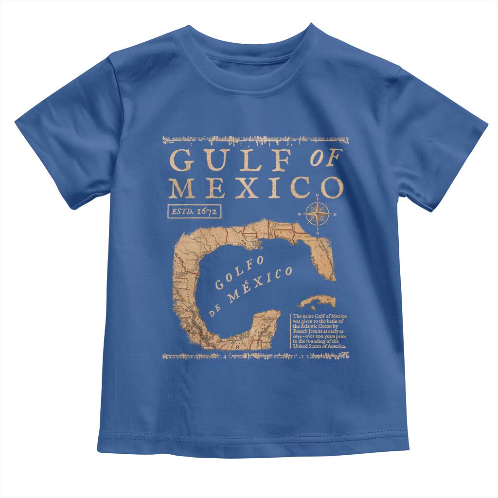 Gulf Of Mexico ESTD 1672 Toddler T Shirt Vintage Map