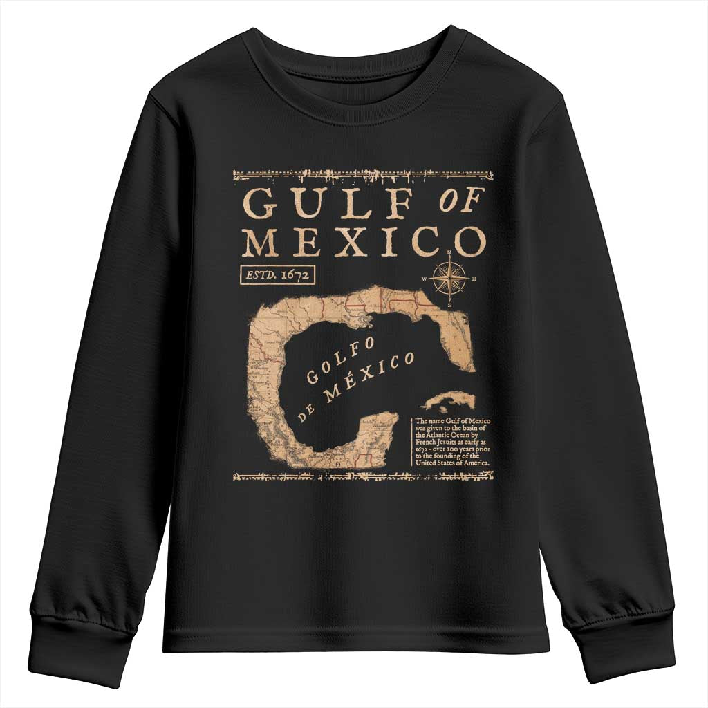 Gulf Of Mexico ESTD 1672 Youth Sweatshirt Vintage Map